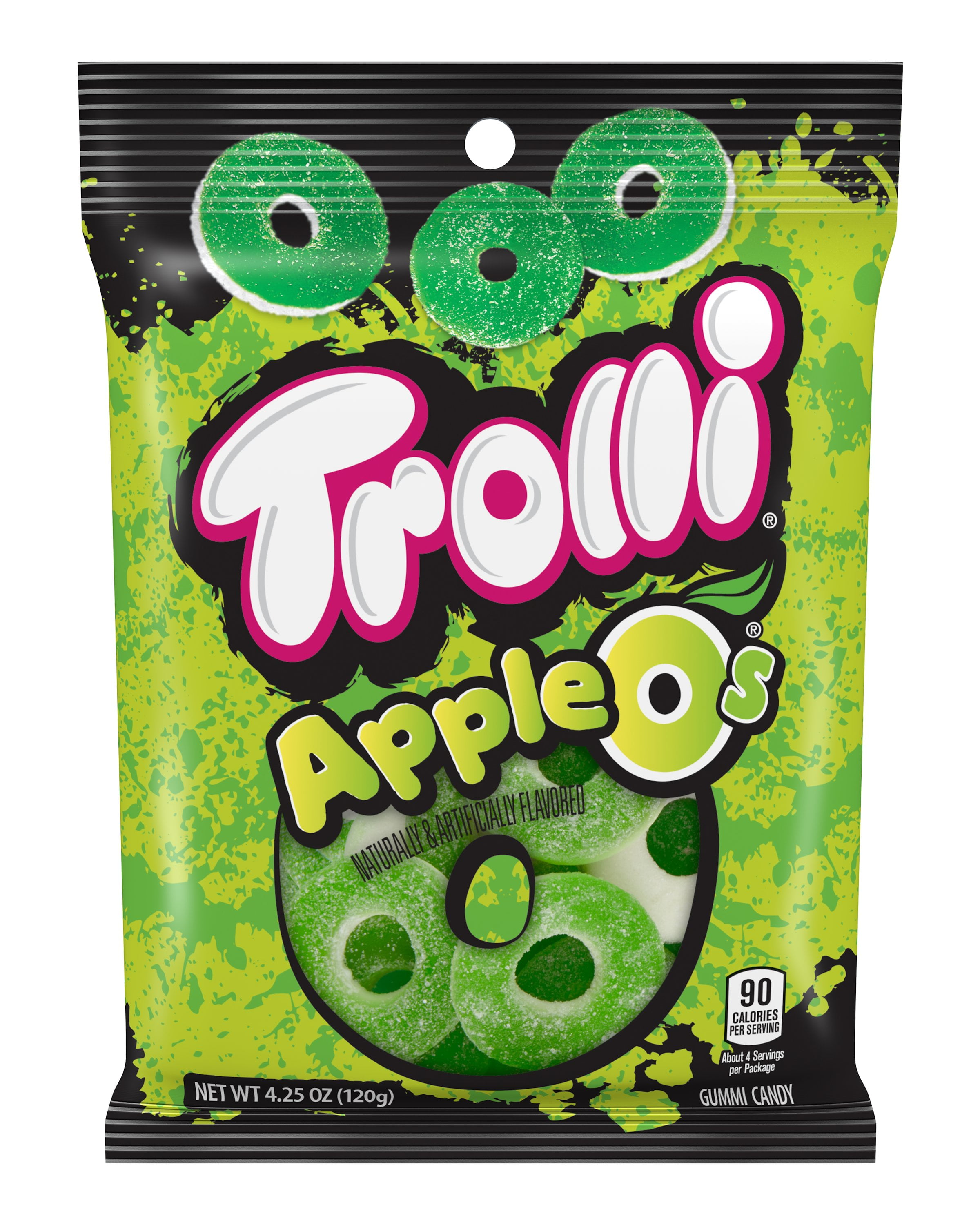 Trolli Apple O's Green Apple Sour Flavor Candy, 4.25 Oz.