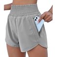 thumbnail image 5 of Joernso Women Wide Leg Sport Shorts Elastic High Waist Pockets Running Shorts Solid Color Fake Two Pieces Gym Shorts, 5 of 8