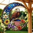 thumbnail image 5 of Independence Day Decoration 2D Acrylic Suncatcher Colorful Window Hanging, Moon Catcher Panel for Home Decor Car Garden Gift Vibrant Eagle & Moon Stained Glass Suncatcher, 6", 5 of 6