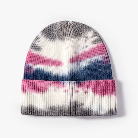 

Zedker Hat Winter Womens Winter Hats Winter Hats for Men and Women Woolen Earmuffs Warm Woolen Hat Tie-Dye Dome Flanging Knitted Hat