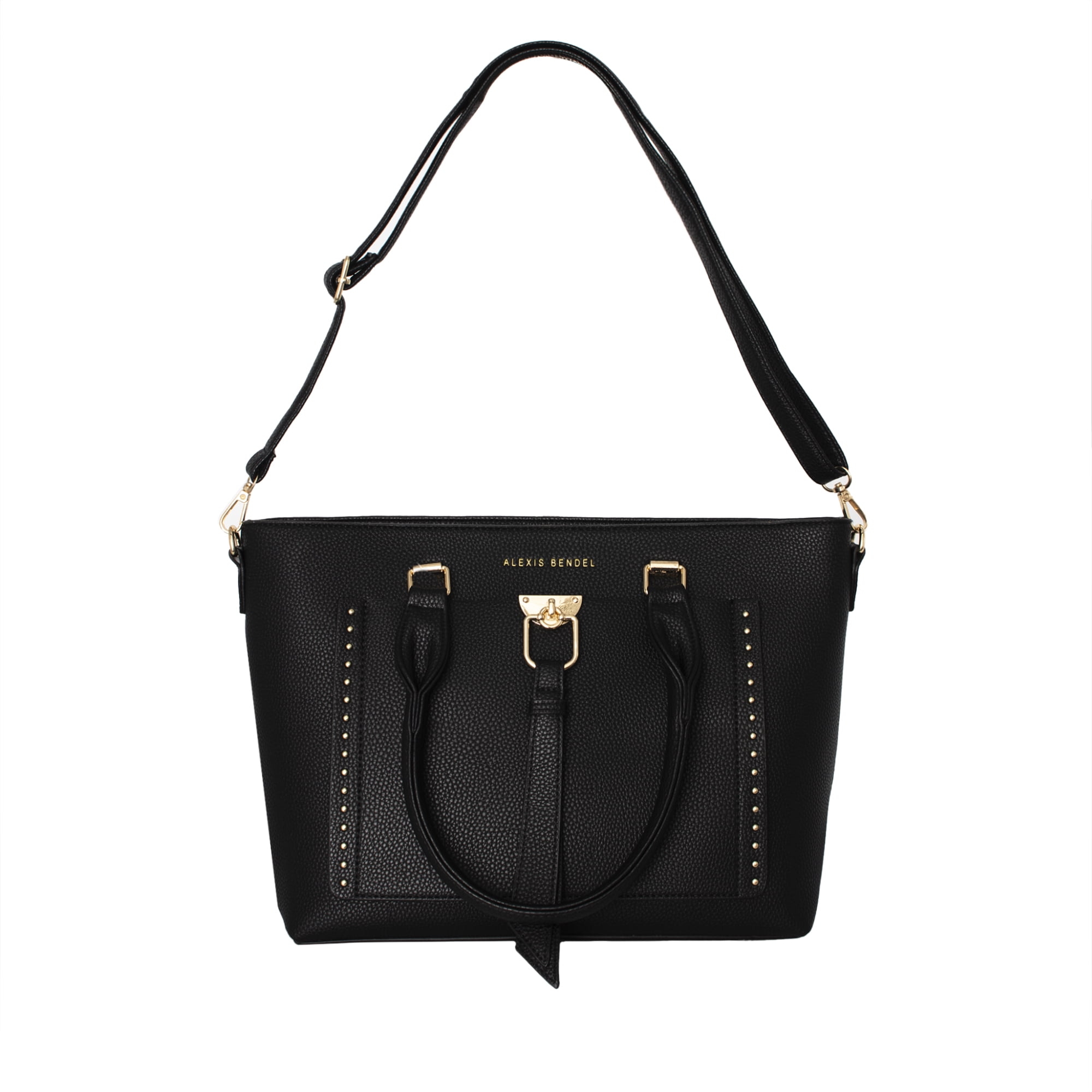 Alexis Bendel Black Women’s Vegan Leather Multi-Style Shopper Tote Everyday Handbag