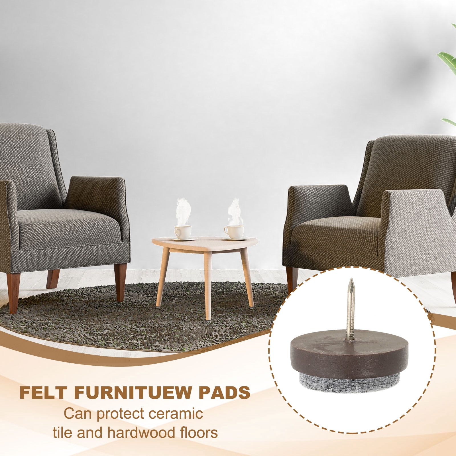Uxcell 28 mm Nail-on Felt Pads, Round Felt Furniture Sliders for Protection Black/Brown/White 72 Pcs