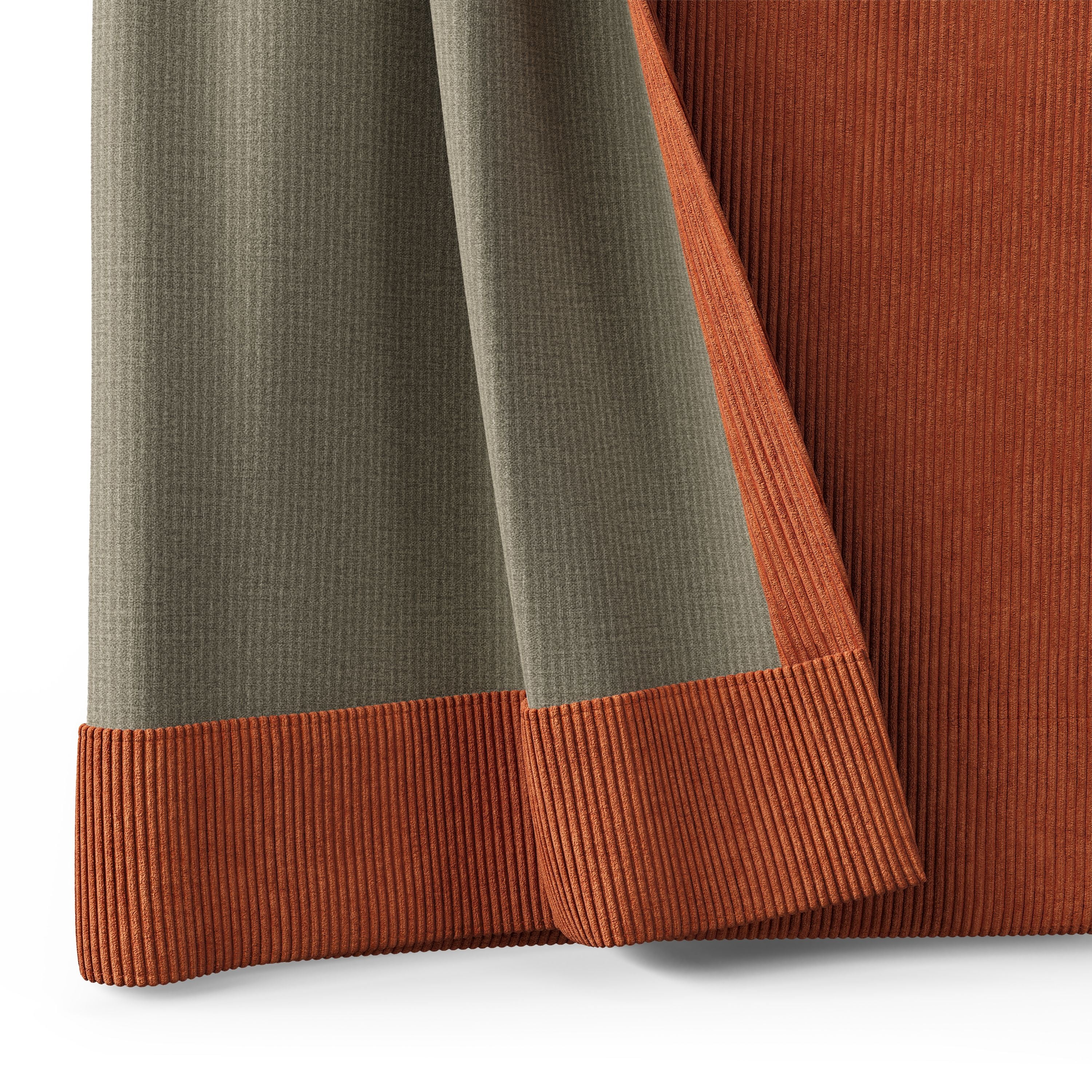 Mainstays Kids Orange Solid Ribbed Corduroy Blackout Rod Pocket with Back Tabs Single Curtain Panel, Set of 1, 38" W x 84" L