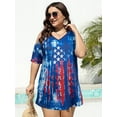 thumbnail image 3 of DEXIO Plus Size American Flag Shirt Women Cold Shoulder Shirt 4th of July Tops Funny Patriotic Memorial Day Tops,2X, 3 of 7