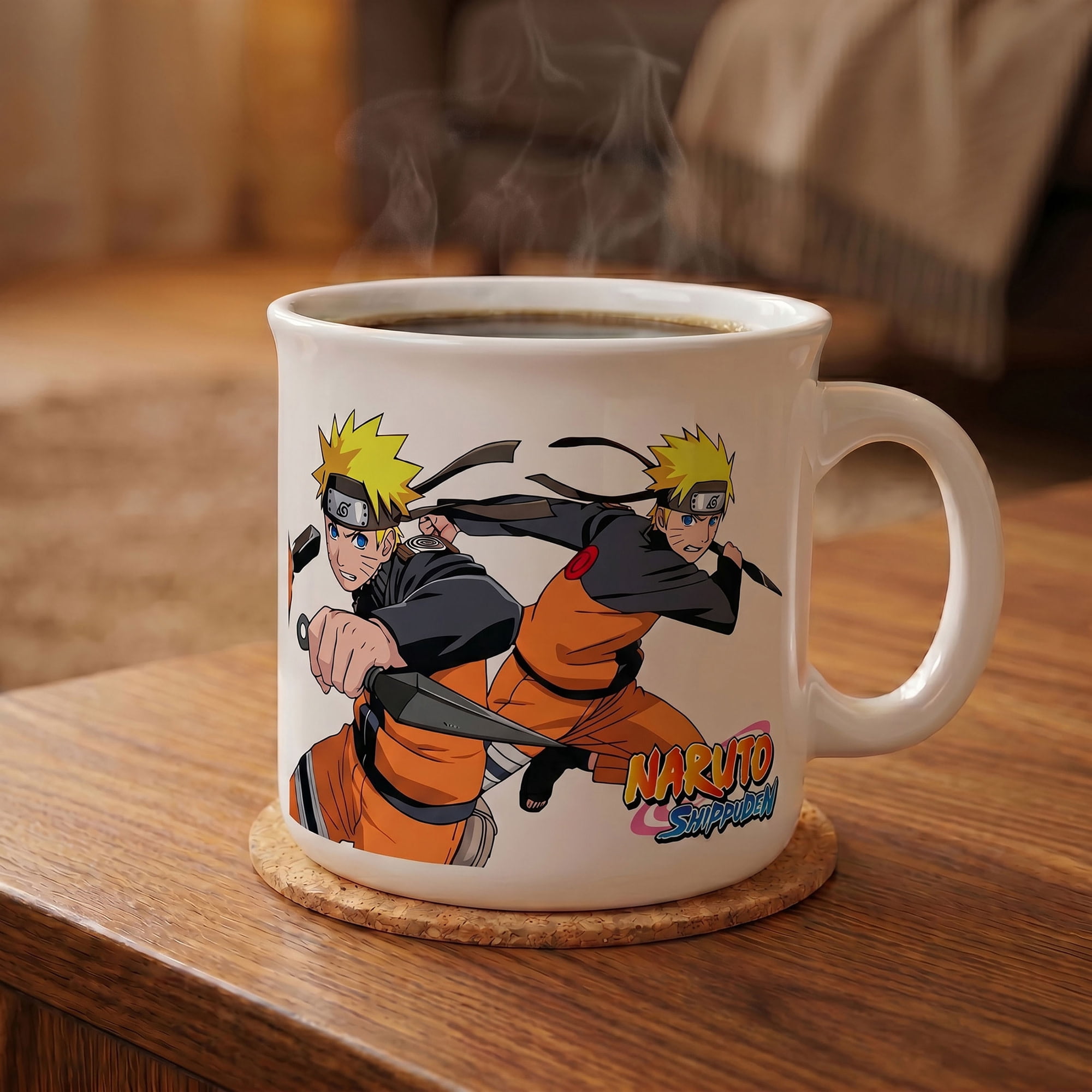Pyramid America: Naruto Shippuden: Fight Action - 20oz Ceramic Camper Mug - Coffee Tea Cup, Microwave-Dishwasher Safe, Anime Fan Collectible, Licensed