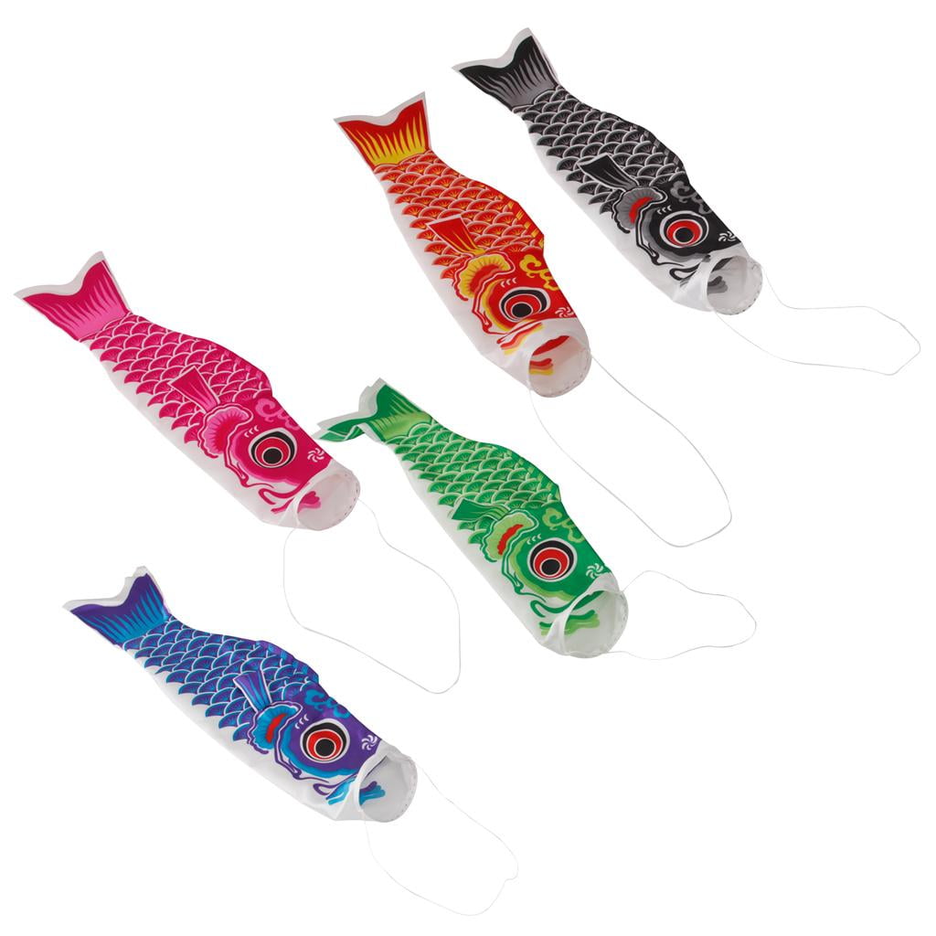5Pcs 16'' Windsock Carp Flag Koi Wind Streamer Fish Flag Plaza Boat