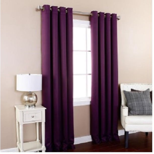  32 Hotel Quality Silver Grommet Top Faux Silk 1 Panel Purple Solid Thermal Foam Lined 