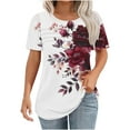 thumbnail image 2 of Yuwull Summer Tops For Women Womens Tops Casual Women'S New Short Sleeve Round Neck Pullover Chest Pleated Casual Print Ladies Tops And Blouses 7L, 2 of 6