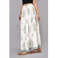 thumbnail image 6 of Women White Floral Block Printed Cotton Maxi Long Skirt with Elastic Waist & Tiered Flowy Fit - XL, 6 of 6