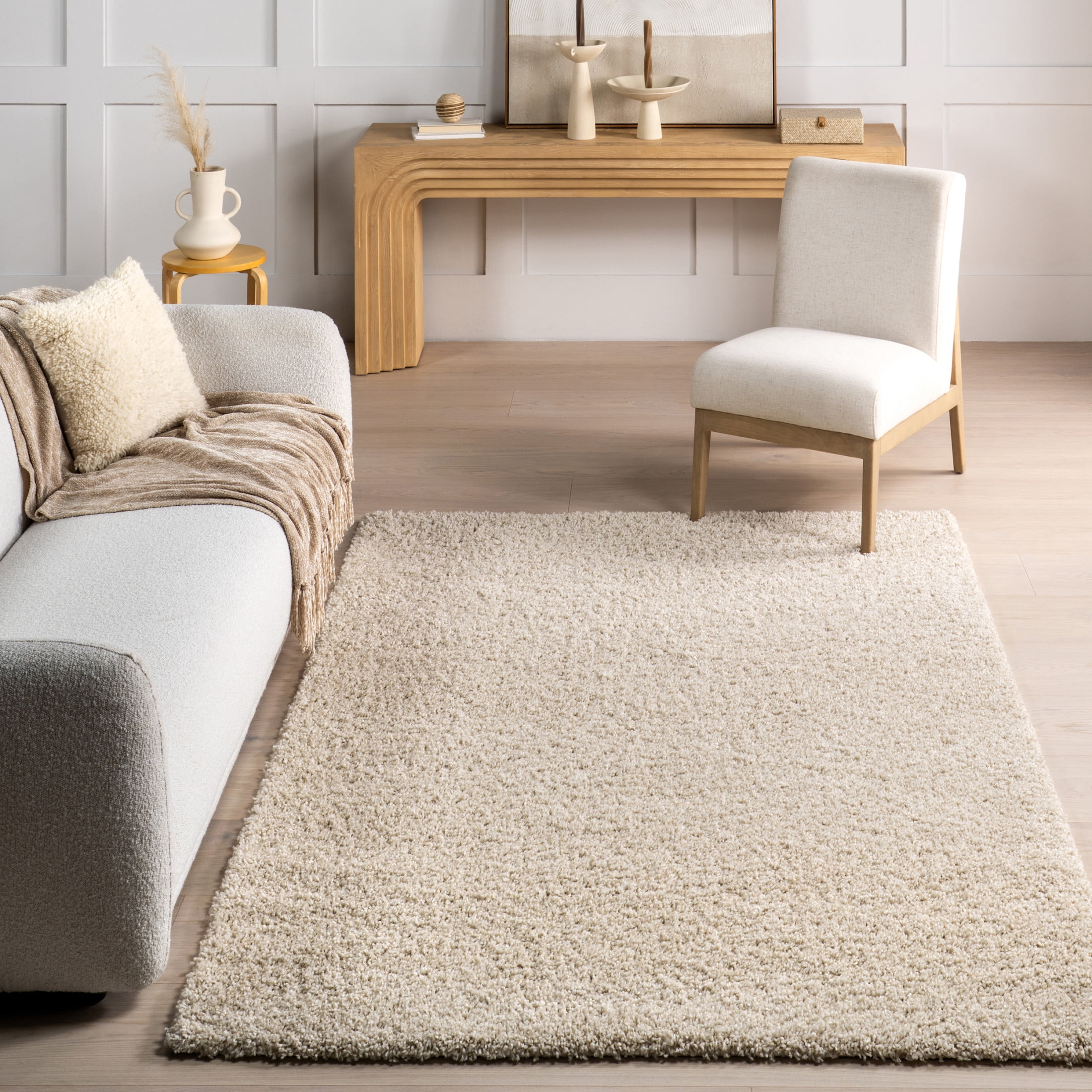 nuLOOM Eudora Contemporary Solid Area Rug, 6' 7" x 9', Beige Ivory