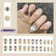 thumbnail image 3 of Uñas postizas de punta francesa de longitud media con diseño de diamante, uñas postizas cortas con pegamento, uñas acrílicas mate con pegamento para mujeres/diario/fiesta, 24 piezas/juego estilo, 3 of 8