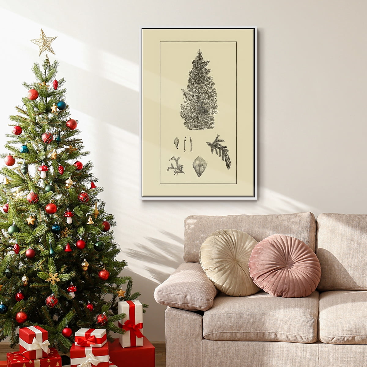 Arbor Study I - Framed Gallery Wrapped Holiday Canvas - 17 x 25 - White Frame