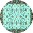 thumbnail image 1 of Ahgly Company Machine Washable Indoor Round Oriental Light Blue Traditional Area Rugs, 8' Round, 1 of 4