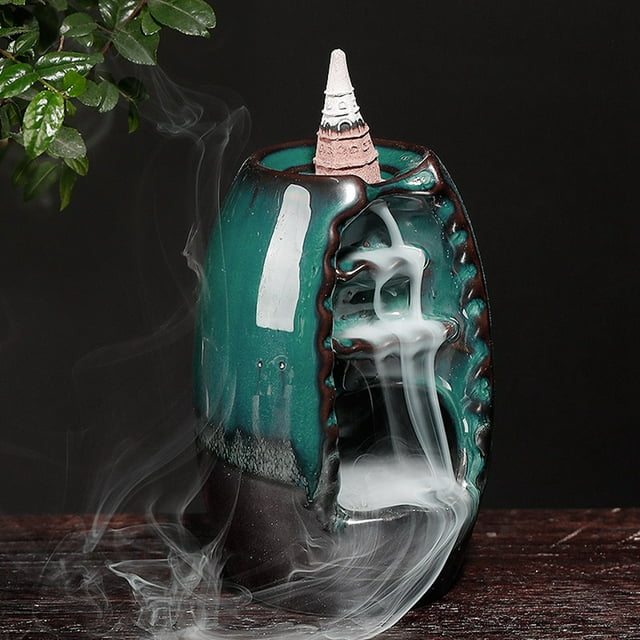 Porte-encens à Reflux, Résistance à Haute Température en Céramique, Utilisation à Long Terme, pour Maison, Jaune, Bleu