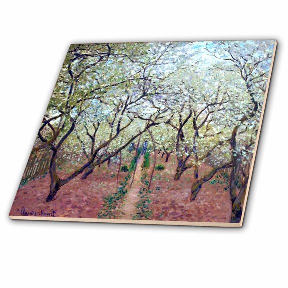 3dRose, Print of Monet Painting Orchard In Bloom, 6 Inch Ceramic Tile