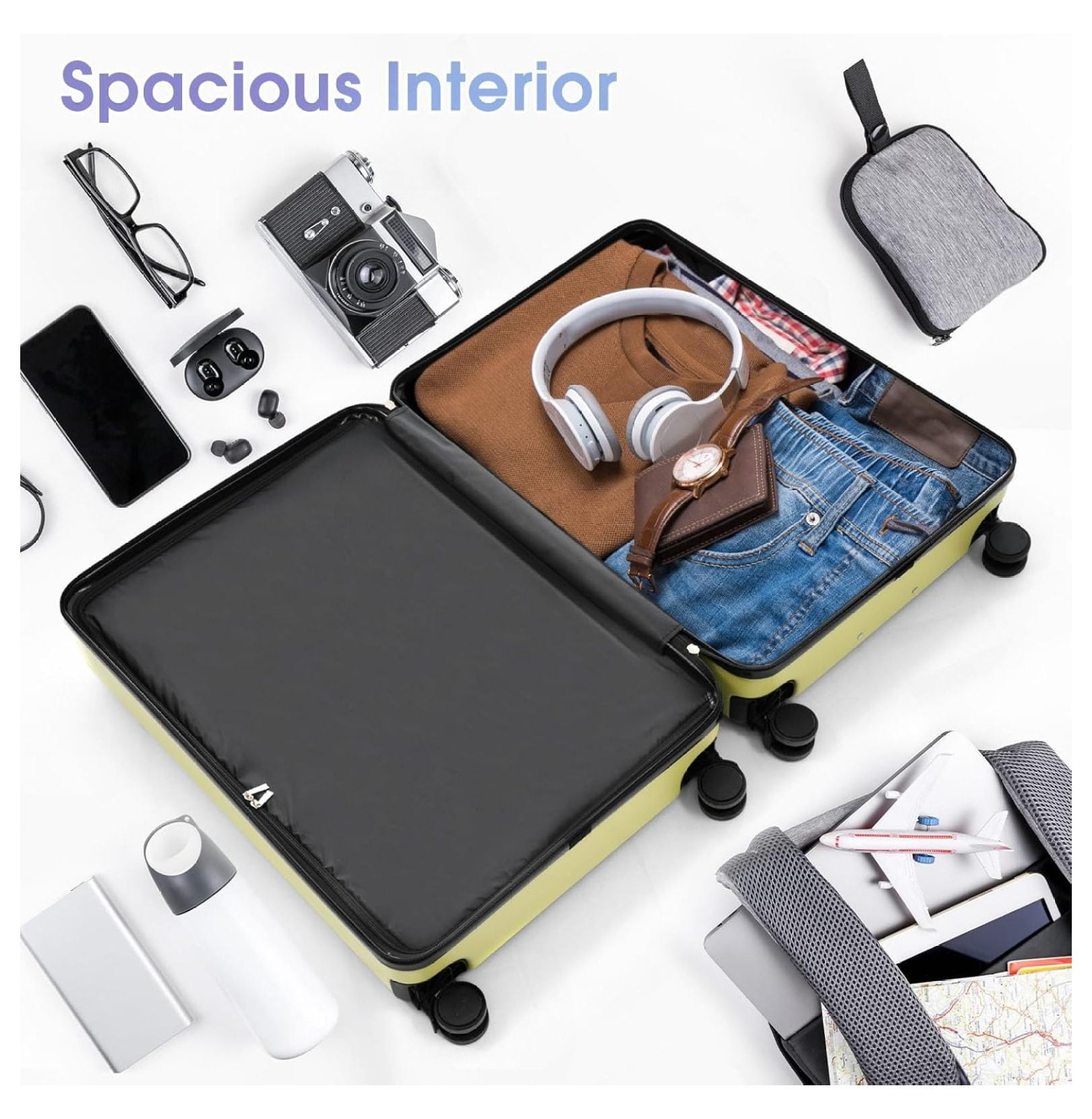 SONGMY Luggage Set 3 Piece, Lightweight Durable ABS Suitcases with Spinner Wheels and TSA Lock, Carry-on & Checked Travel Luggage