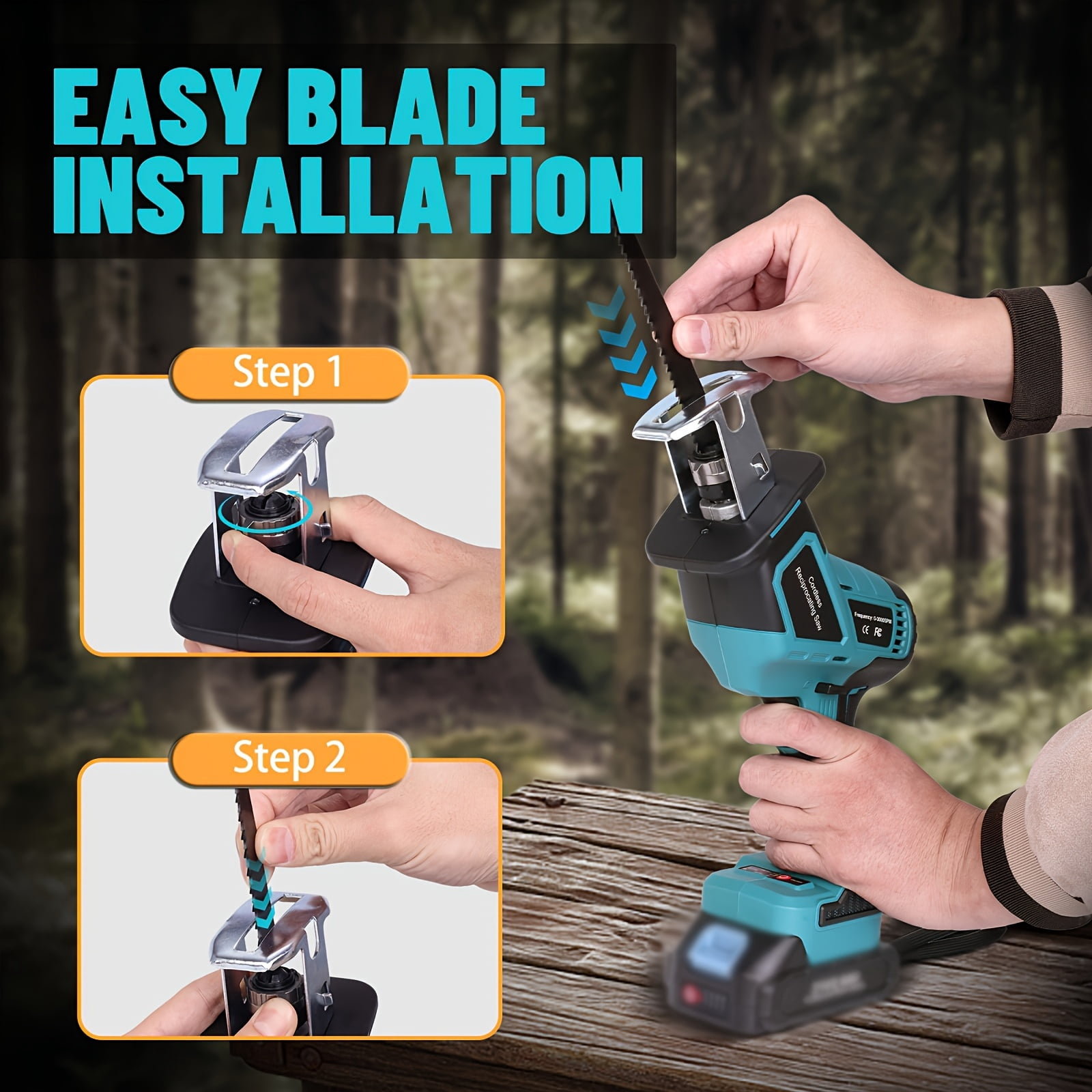 TWOWIN 18V Cordless Reciprocating Saw & Jigsaw for Makita 18V Battery, Wood & Metal Cutting Tool, Includes 4 Saw Blades (No Battery)