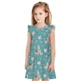 thumbnail image 1 of Fotbe Teal Mama Llama Vestido de Dormir para Niñas de 3 a 10 Años, Mangas Cortas, Estilo Princesa, Pijama Camisón con Mangas Voladas-Small, 1 of 6
