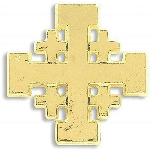 "25 Pack - Jerusalem Cross Lapel Pin 3/4"" H"