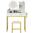 thumbnail image 2 of AKDSteel Makeup Vanity Desk with Mirror and Lights, 2 Drawers, Stool, Power Outlet, Dressing Table for Bedroom, 2 of 8