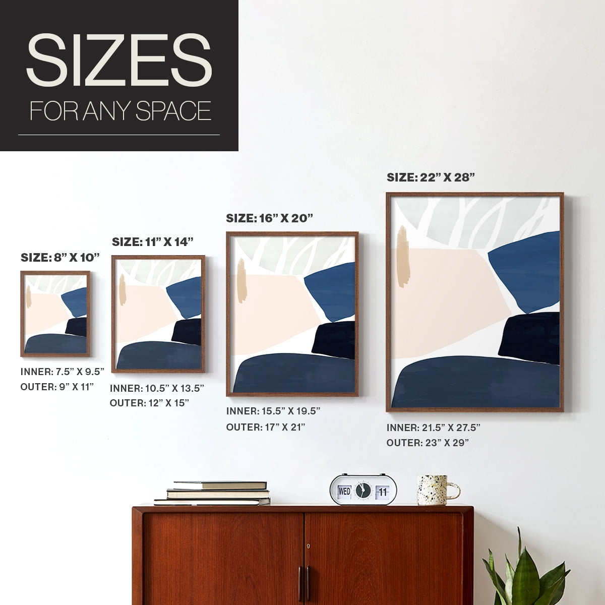 Denim and Sand II Framed Print in Brown Solid Wood Framed Print No Nail Hanging
