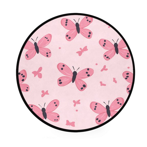 BZSMCE Round Decorative Floor Mat Fluttering Love Pattern 36.2IN