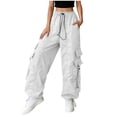 thumbnail image 4 of Lmueinov Women's 90s Retro Parachute Cargo Pants Elastic Waist D string Multi Pockets Baggy Wide Leg Streetwear Casual Hiking Jogger Pants, S-XXL, 4 of 7