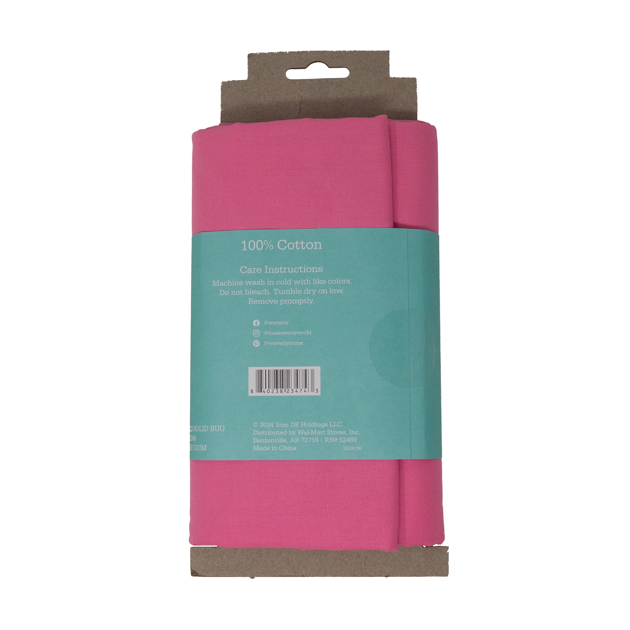 Waverly Inspirations 2 Yard Cut 100% Cotton Solids Fabric, Bubble Gum, 44" Wide for Quilting & Sewing