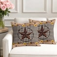 thumbnail image 3 of Set of 2 Texas Star Pillow Covers 18x18 Inch, Country Star Sunflower Vintage Plaid Wood Grain Decorative Throw Pillow Cases Cotton Cushion Covers for Sofa Couch Bed Living Room Bedroom Home Decor, 3 of 9