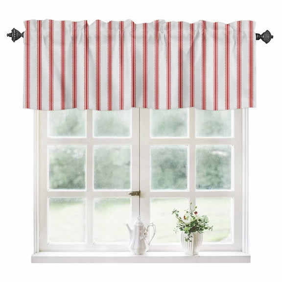Red Striped Kitchen Valances for Windows 42x12 Inch Kitchen Curtains Valances Rod Pocket Red White Stripes Farmhouse Bathroom Window Valances for Window Treatment Decor