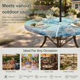 thumbnail image 6 of Round Outdoor Tablecloth with Umbrella Hole and Zipper, Coastal Starfish Blue Tablecloth with Elastic Waterproof, Summer Beach Nautical Coral Patio Table Covers for 55" - 60" Picnic Pool Tables, 6 of 9
