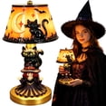 thumbnail image 2 of Xingjin Resin Halloween Pumpkin Bat Table Lamp, Warm Glow LED Night Light with Witch Hat and Skeleton, Retro Spooky Desktop Decor for Home Indoor Party, 2 of 5