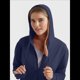 thumbnail image 4 of Sudadera con Capucha y Cremallera de Punto Flameado para Mujer, Camiseta Texturizada con Cremallera para Mujer Azul Marino S, 4 of 8