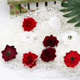 thumbnail image 5 of Simulación de cabeza de flor de terciopelo de 4,8 cm, fabricación de bricolaje de flores falsas, arreglos navideños, decoración navideña (blanco + rojo), 5 of 5