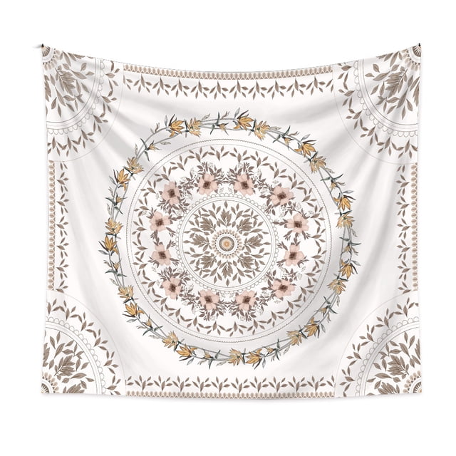 Tapicería de pared con diseño de mandala en microtela, 150 x 130 cm