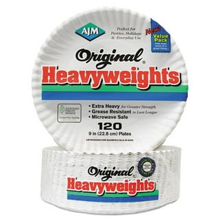 DHG Professional The Heavy Weight Standard 9-Inch Grease Resistant Paper Plates Coated, White 125 Plates
