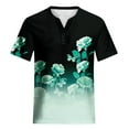 thumbnail image 4 of WXLWZYWL Womens Summer Tops Casual Printing Shirts Short Sleeve Loose Tee Tops V Neck Blouse Green, 4 of 5