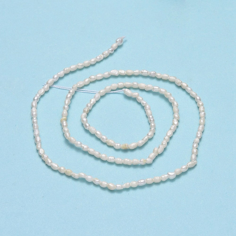 2strands Natural Cultured Freshwater Pearl Beads Strands Rice Linen 1.7~2x2.3~3mm Hole: 0.5mm about 65pcs/strand 12.80~12.99 inch(32.5~33cm)