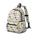 thumbnail image 2 of Tractor and Trucks White Pattern Cute School Backpack with Padded Back and Adjustable Shoulder Straps 13.4"x11"x4.7", 2 of 5
