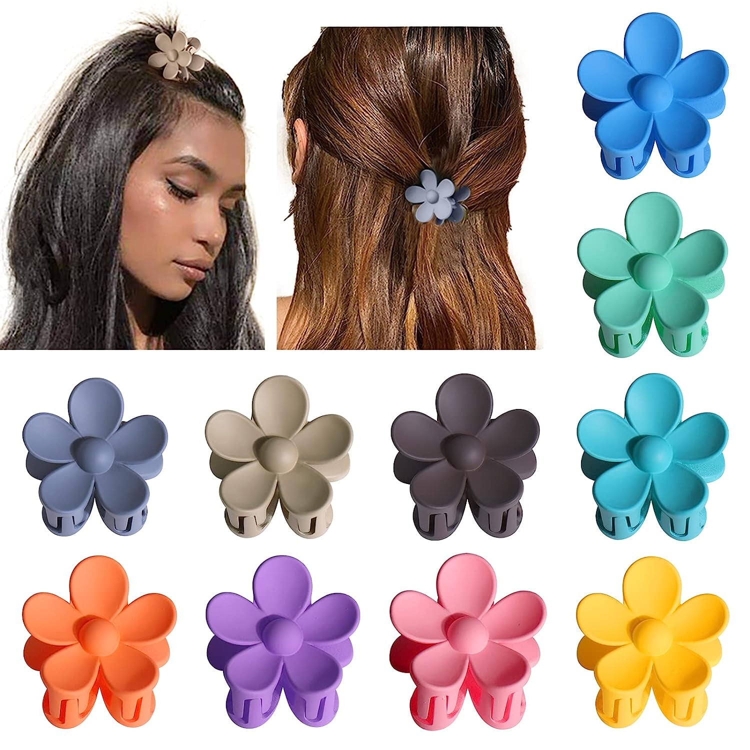 10 PCS Small Flower Hair Claw Clips for Women Girls Kids,Tiny Thin