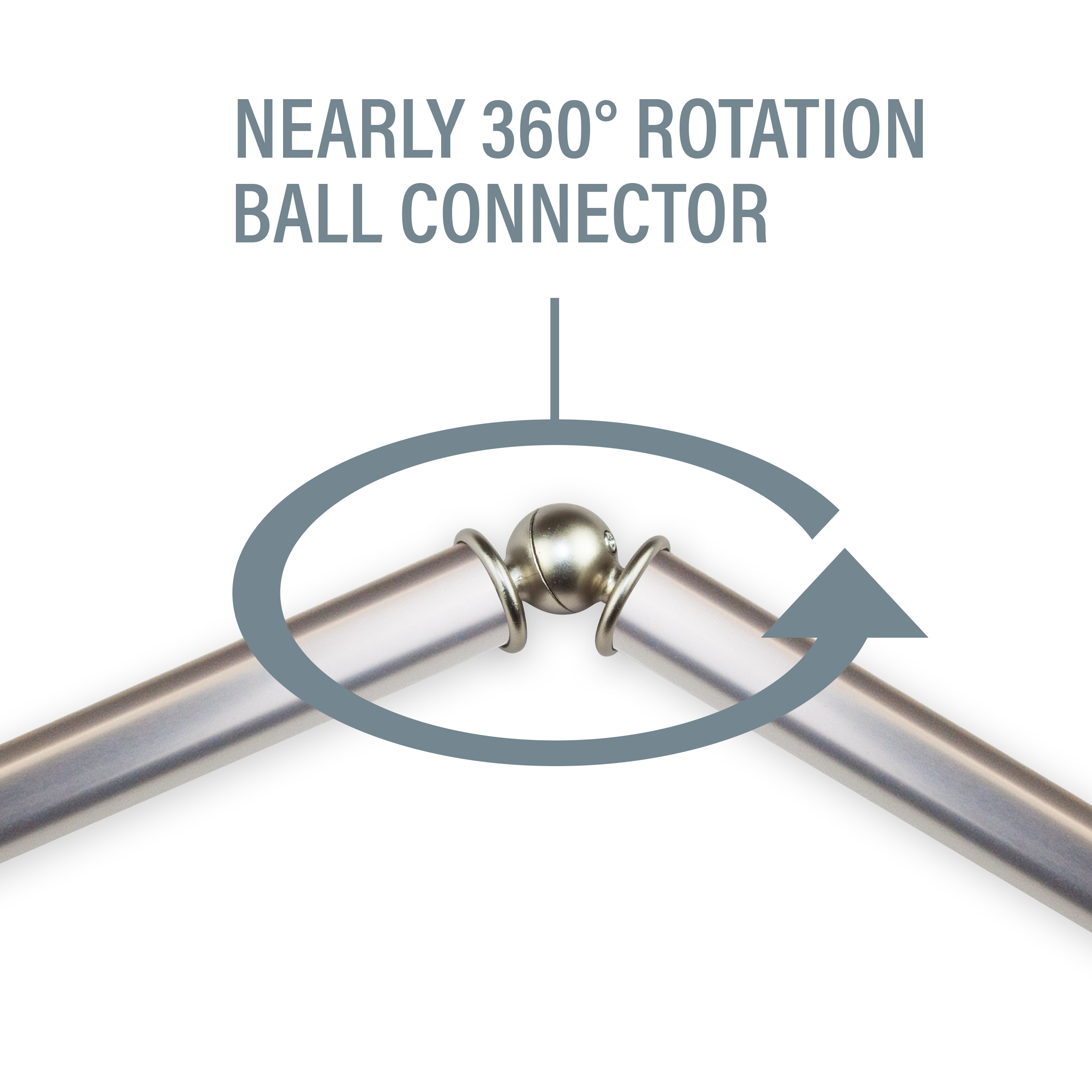 5/8 inch Double Bay Curtain Rod 20"-36", 38"-72" - Satin Nickel