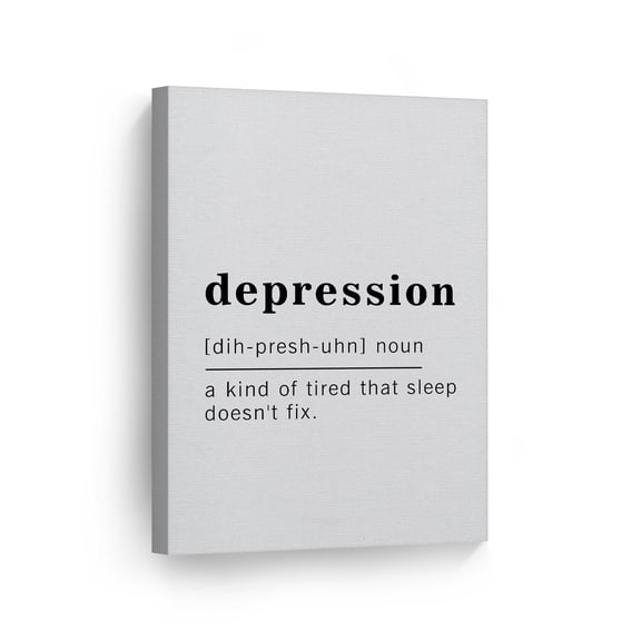 Smile Art Design Funny Noun Dictionary Definition of Depression Canvas Print Inspirational Quote Sign Office Living Room Bedroom Bathroom Wall Decor Wall Art Home Decor Ready to Hang Made in USA 12x8