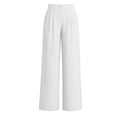thumbnail image 4 of Mifsaly Casual Dress Pants for Women High Waisted Pleated Wide Leg Trousers Button Front Business Casual Work Slacks with Pockets White,XL, 4 of 6
