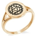 thumbnail image 1 of Stainless Steel Alteration Magic Rune Minimalist Oval Top Polished Statement Signet Ring, 1 of 1