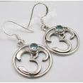 thumbnail image 2 of SilverStarJewel 925 Pure Silver Blue Topaz Gemstone Ohm Om Women's Jewelry Earrings 1.5", 2 of 3