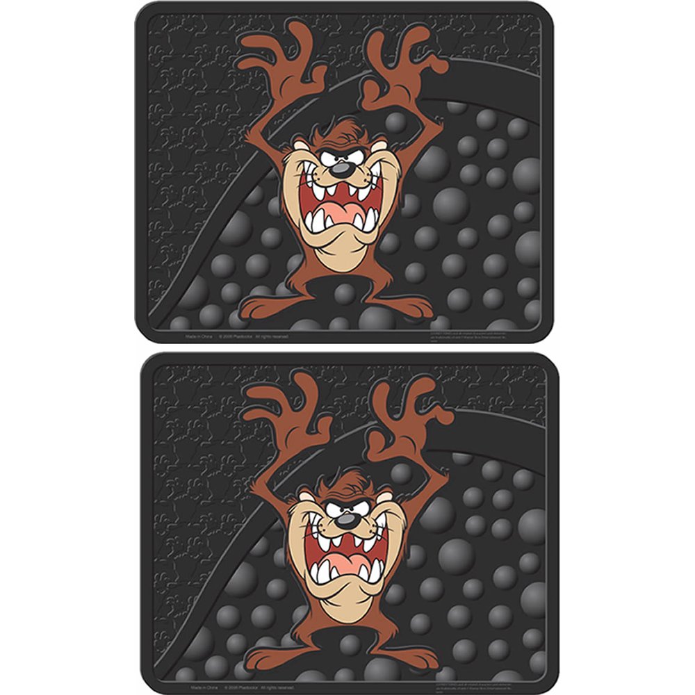Looney Tunes Cartoon Tasmanian Devil Taz Car Truck SUV Rear Floor Mats pair ALL Weather Black