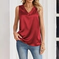 thumbnail image 5 of Women's Silk Satin Camisole Tank Tops V Neck Dressy Casual Sleeveless Blouses Summer Business Work Shirts Red S, 5 of 6