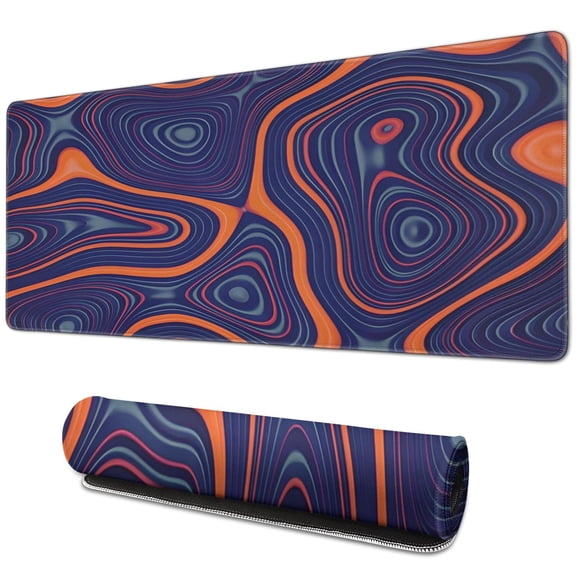 Blue Orange LinesLine Theme mouse Padswaterproofno Slip for Office Home Work GamingmousematRubber Base Mousepad with Stitched Edges 31.5x11.8inches