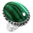 thumbnail image 1 of 925 Sterling Silver Ring For Women - Teens Green Real Malachite Gemstone Silver Ring Size 6 May Birthstone Costume Silver Ring Size 6 Thanksgiving Gift For Girl Friend Gemstone 925 Silver Jewelry, 1 of 6