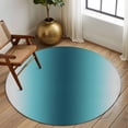 thumbnail image 2 of Round Area Rugs Collection 8 Ft, Turquoise Grey Ombre Non-Slip Residential Carpet, Farmhouse Gradient Minimalist Indoor Crawling Mats Runner Rugs for Living Room/Dining Room/Bedroom, 2 of 8